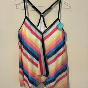 NWT Beach House Rainbow Chevron Swim Tankini Top - Women's 12